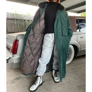 🔥Vintage Cyclone Down & Feathers Parka Puffer Long Coat Cinch Waist Goblincore